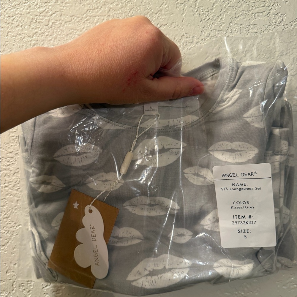 Angel Dear Kisses Gray Bamboo Pajama Set